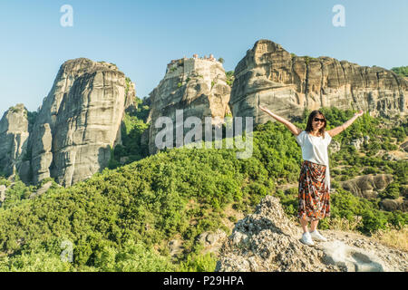 Meteora Kalabaka,, en Grèce, où l'Est de monastères orthodoxes sur piliers naturels. Banque D'Images