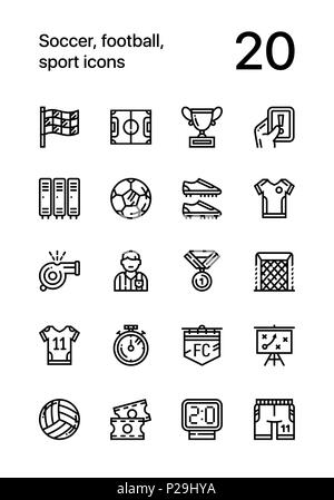 Soccer, football, sport icons pour le web et les terminaux mobiles pack Illustration de Vecteur