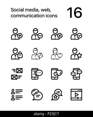 Médias sociaux, web, de communication et d'icônes pour le web et les terminaux mobiles pack 1 Illustration de Vecteur