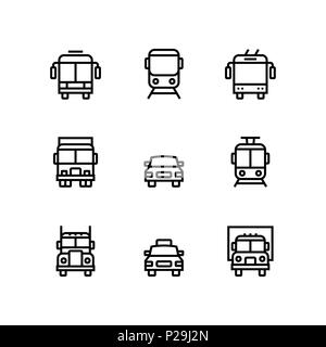 Transport, véhicule, voiture et camion icônes vectorielles simples pour le web et les terminaux mobiles pack 1 Illustration de Vecteur