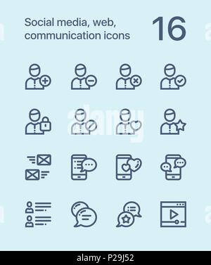Décrire les médias sociaux, web, de communication et d'icônes pour le web et les terminaux mobiles pack 1 Illustration de Vecteur