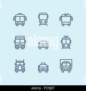 Les grandes lignes de transport, véhicule, voiture et camion icônes vectorielles simples pour le web et les terminaux mobiles pack 1 Illustration de Vecteur