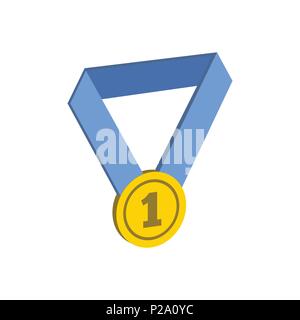 Médaille d'or symbole. L'icône ou le logo de l'isométrique à plat. Style 3D les pictogrammes pour la conception Web, interface utilisateur, application pour mobile, l'Infographie. Vector Illustration sur blanc backgroun Illustration de Vecteur