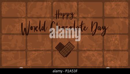 Carte de souhaits pour la Journée mondial du chocolat. Internation Célébration de chocolat. Illustration de Vecteur