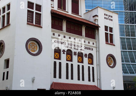 L'Telok Ayer Chinese Methodist Church (Singapour). Banque D'Images