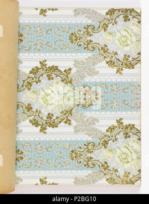 . Anglais : Extrait du livre, Alfred Peats n° 4, 1908 . Anglais : Collection de modèles réunis par Alfred Peats. Chacun des modèles est partie d'un ensemble constitué d'un mur latéral, frise et plafond papier. Chaque modèle est illustré dans plusieurs coloris. . 1908 281 Extrait du livre, Alfred Peats n° 4, 1908 (CH) 18498173-76 Banque D'Images