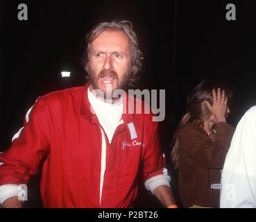 SAUGUS, CA - 12 OCTOBRE : (L-R) James Cameron Directeur et de l'actrice Linda Hamilton assister à Reid Rondell Celebrity Road Race le 12 octobre 1991 à Saugus Saugus Speedway, en Californie. Photo de Barry King/Alamy Stock Photo Banque D'Images