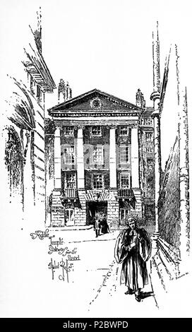 . Anglais : Herbert Railton's illustration de la Middle Temple's Gateway de la Strand . vers 1895. Herbert Railton (1857-1910)[1] 146 Herbert Railton - Middle Temple Gateway à partir de la bande (modification) Banque D'Images