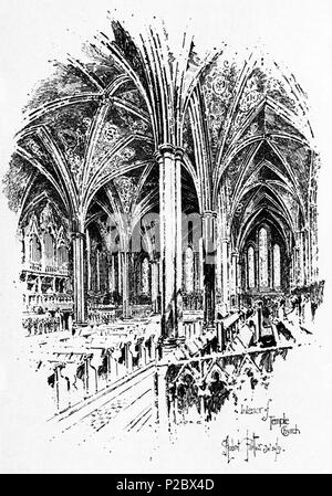 . Anglais : Herbert Railton's illustration des allées du Temple Church . 30 décembre 1891. Herbert Railton (1857-1910)[1] 146 Herbert Railton - intérieur de l'Église Temple 2 (modification) Banque D'Images