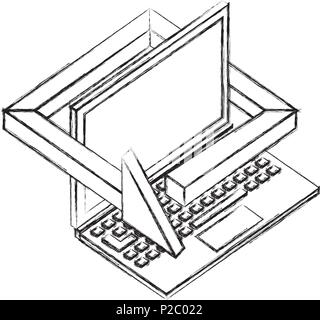 La technologie de l'ordinateur portable flèche à 360 degrés Illustration de Vecteur