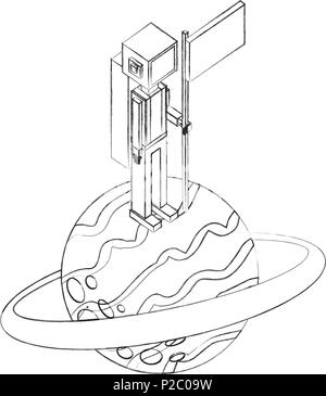 La tenue d'astronaute drapeau sur la planète Illustration de Vecteur