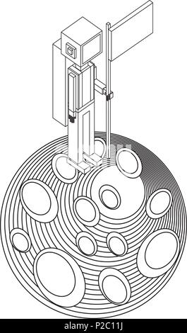La tenue d'astronaute drapeau sur la planète Illustration de Vecteur