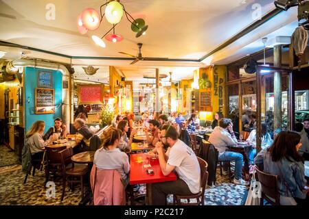 France, Paris, Canal Saint Martin, le restaurant Chez Prune Cafe Banque D'Images