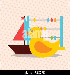 Canard jouets abacus et voilier Illustration de Vecteur