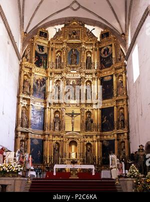 Mexique.Mexico D.F. .Xoximilco.Eglise de San Bernardino de Siena.siglo XVI. Coloniale Retablo. Banque D'Images