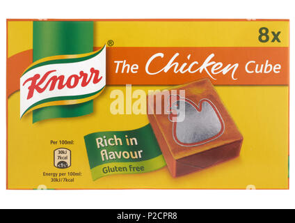 Fort de bouillon de poulet Knorr Cubes on white background Banque D'Images