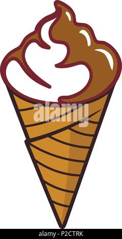 Glace au chocolat dans un cône isolé Illustration de Vecteur