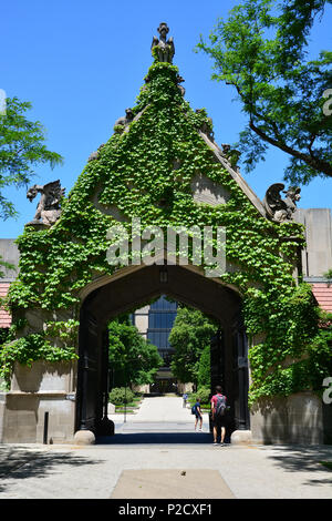 Cobb Gate est un établissement emblématique archway remontant aux origines de l'Université de Chicago. Banque D'Images