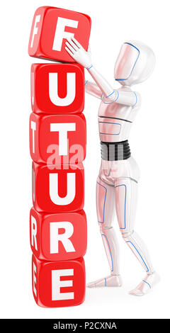 Android futuriste 3d illustration. Robot humanoïde mot futur concept. Isolé sur fond blanc. Banque D'Images