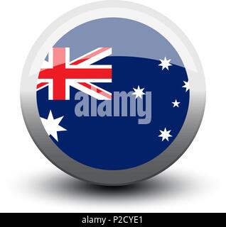 Icône Bouton web drapeau australie isolé sur fond blanc Illustration de Vecteur