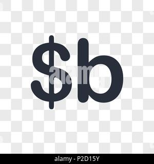 La monnaie de la Bolivie l'icône vecteur isolé sur fond transparent, la Bolivie service concept logo Illustration de Vecteur