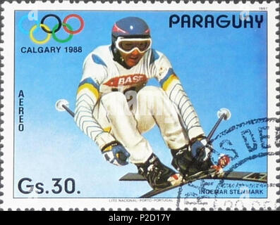 . Ingemar Stenmark . 1988. Ingemar Stenmark 1988 Inconnu 26 Paraguay stamp Banque D'Images
