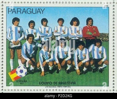 . Deutsch : aus Safe Paraguay zur Fußball-Weltmeisterschaft 1982 in Spanien : Mannschaft aus australien Anglais : Cachet du Paraguay de la Coupe du Monde de Football 1982 en Espagne : l'équipe de l'Argentine . 1982. Chargé par R-F-AL (discuter | Contributions | Gallery) (Allemand ) 21982-paraguay-wm-Espagne-2-argentine Banque D'Images