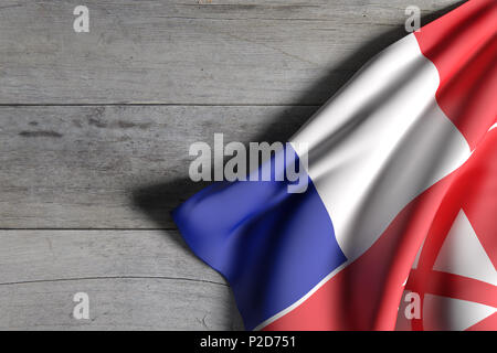 Le rendu 3d du territoire de la Wallis et Futuna flag sur une surface en bois Banque D'Images