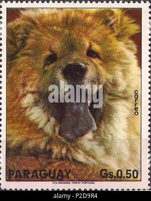 .  ? ? ? ? ? ? ? ? ? ?- ? ? ? . 7 juin 1975. Cachet de Paraguai 13 Chow-Chow-Canis-lupus familiaris- Banque D'Images