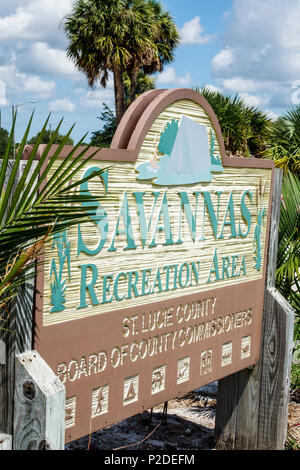 Fort ft. Pierce Florida,savanes Recreation Area,Preserve,al protection,County Park,entrée,panneau,FL170730061 Banque D'Images