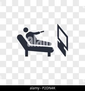 Homme couché et regardant la télévision icône vecteur isolé sur fond transparent, l'homme couché et regardant la télévision concept logo Illustration de Vecteur