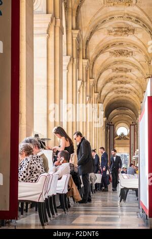 France, Paris, région classée au Patrimoine Mondial de l'UNESCO, le Café Marly dans les colonnes du Musée du Louvre Banque D'Images