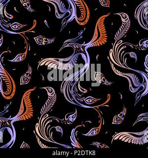 Beau paon. Modèle sans couture d'oiseaux exotiques Illustration de Vecteur