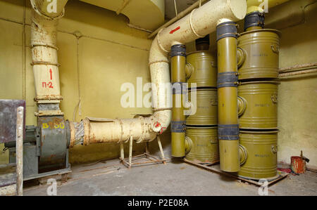 Système de filtration de l'air de menaces chimiques installées dans un abri Banque D'Images