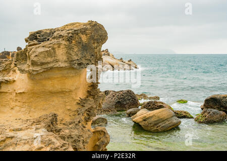 Les roches spéciales dans Yehliu Geopark à nouveau Taipei, Taiwan Banque D'Images