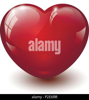 Coeur en verre rouge sur fond blanc Illustration de Vecteur