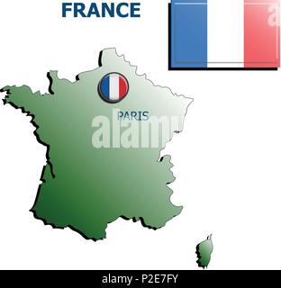 Collage carte drapeau insigne france sur fond blanc Illustration de Vecteur