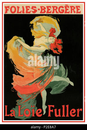 Vintage aux Folies-Bergère 1890 affiche de la lithographie par Jules Chéret Aux Folies-Bergère', 'La Fuller (Loïe Fuller en 1893 aux Folies-Bergère) Paris France Banque D'Images