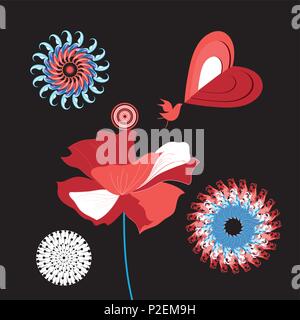Vector illustration d'un oiseau de l'amour sur un fond floral Illustration de Vecteur