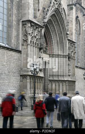 Espagne - Catalogne - Barcelonés (district) - Barcelone. Barcelone ; portada de Iglesia Santa María del Mar, Barrio del Born - La Ribera / Ciutat Vella. Banque D'Images