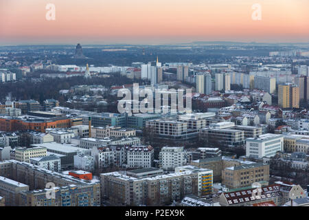 L'architecture, vue extérieure, d'en haut, le coucher du soleil, de la Saxe, Leipzig, Germany, Europe Banque D'Images