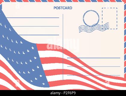 Retro style carte postale. Arrière-plan avec un drapeau américain Illustration de Vecteur