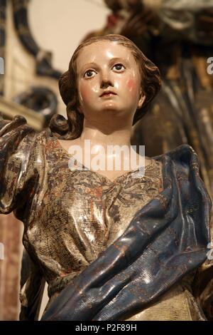 Espagne - La Huerta de Murcia (district) - MURCIA. Murcie (capitale) ; / Museo Iglesia de San Juan de Dios ; detalle de ángel del retablo Mayor, obra de Salzillo. Banque D'Images