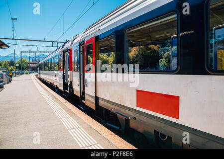 La gare de Thoune en Suisse la plate-forme Banque D'Images