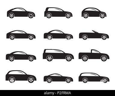 Silhouette des différents types de voitures icônes - Vector icon set Illustration de Vecteur