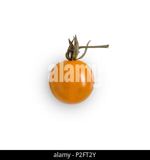 Tomate orange sur le fond blanc, la tomate fraîche pour isolé avec chemin de détourage. Banque D'Images