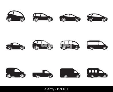 Silhouette des différents types de voitures icônes - Vector icon set Illustration de Vecteur