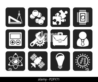 La science et la recherche Silhouette Vector Icon Set - Icônes Illustration de Vecteur