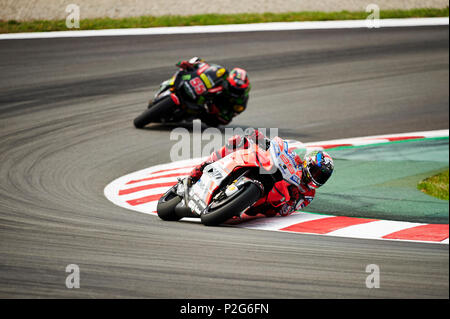 Circuit de Barcelona-Catalunya, Barcelone, Espagne. 15 Juin, 2018. Gran Premi de Catalunya, Monster Energy, MotoGP de Catalogne, essais libres vendredi, Jorge Lorenzo Motogp Ducati de l'équipe pendant les essais libres 1 : Action Crédit Plus Sport/Alamy Live News Banque D'Images