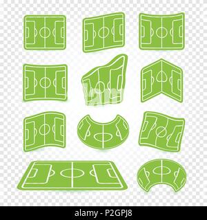 Marquage du terrain de soccer jeu de logos, icônes, stade vide collecte de l'herbe verte, football, pelouse jeu web éléments graphiques. Terrains de vector illustration. Illustration de Vecteur